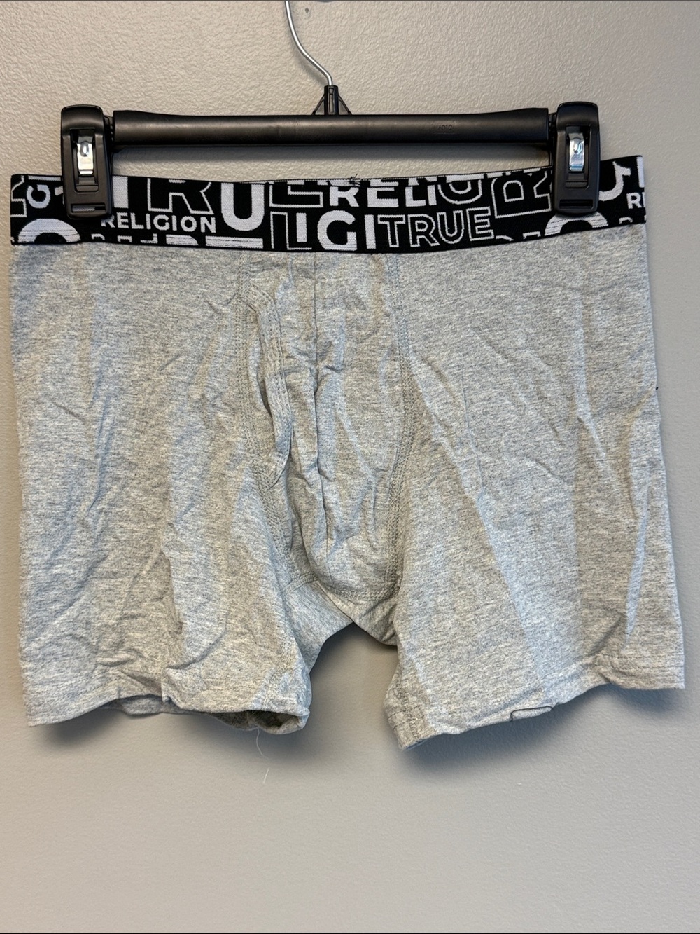 True Religion Men’s Boxer Briefs Medium 32-34 Gray Logo Waistband NWOT